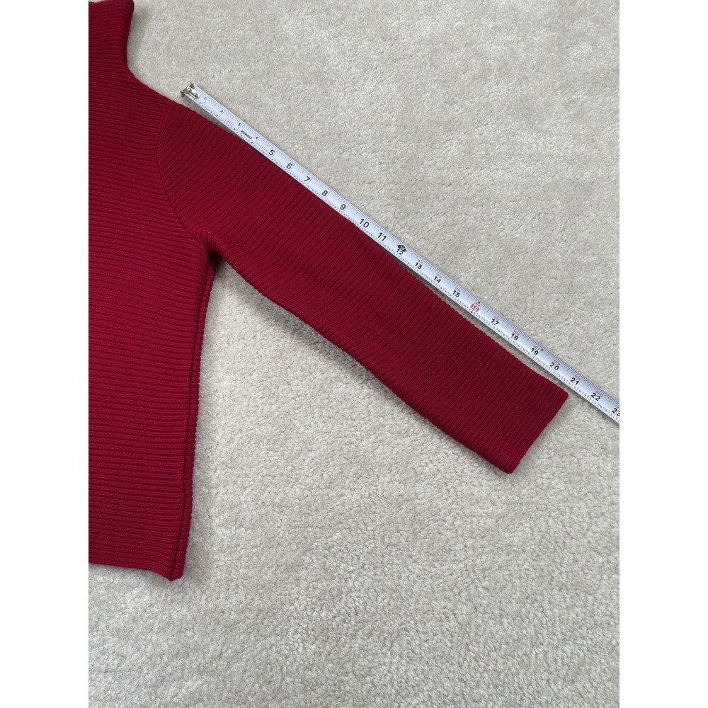 Eileen Fisher Merino Wool Funnel Neck Sweater Womens PP Petite (2P-4P)Red Ribbed - Picture 5 of 9